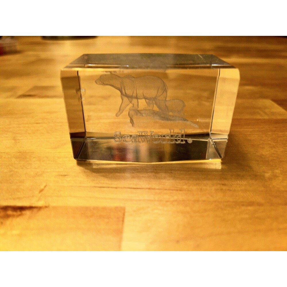 Sea World Polar Bear Etched Glass Cube